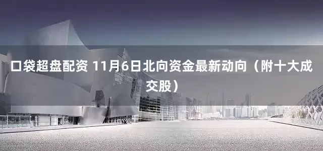 口袋超盘配资 11月6日北向资金最新动向（附十大成交股）